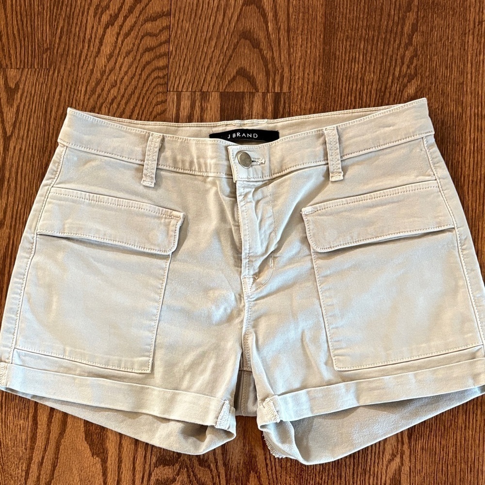J Brand Kai mid rise Women's utility cargo Shorts cotton stretch quicksand 27